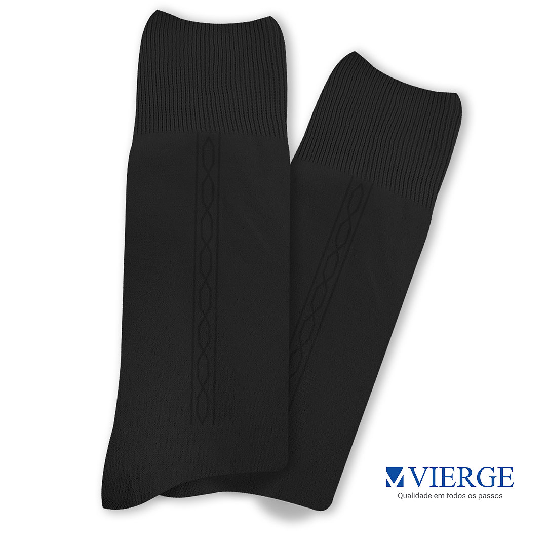 Meia social masculina Vierge poliamida – Cor Preta – 1010 - Image 2