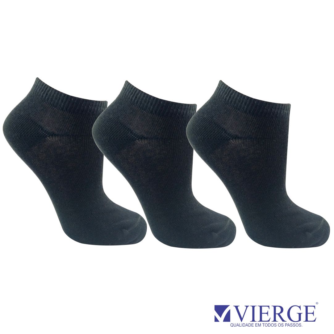 1598 – Kit 3 pares meia esportiva Vierge – Cor Preta - Image 2