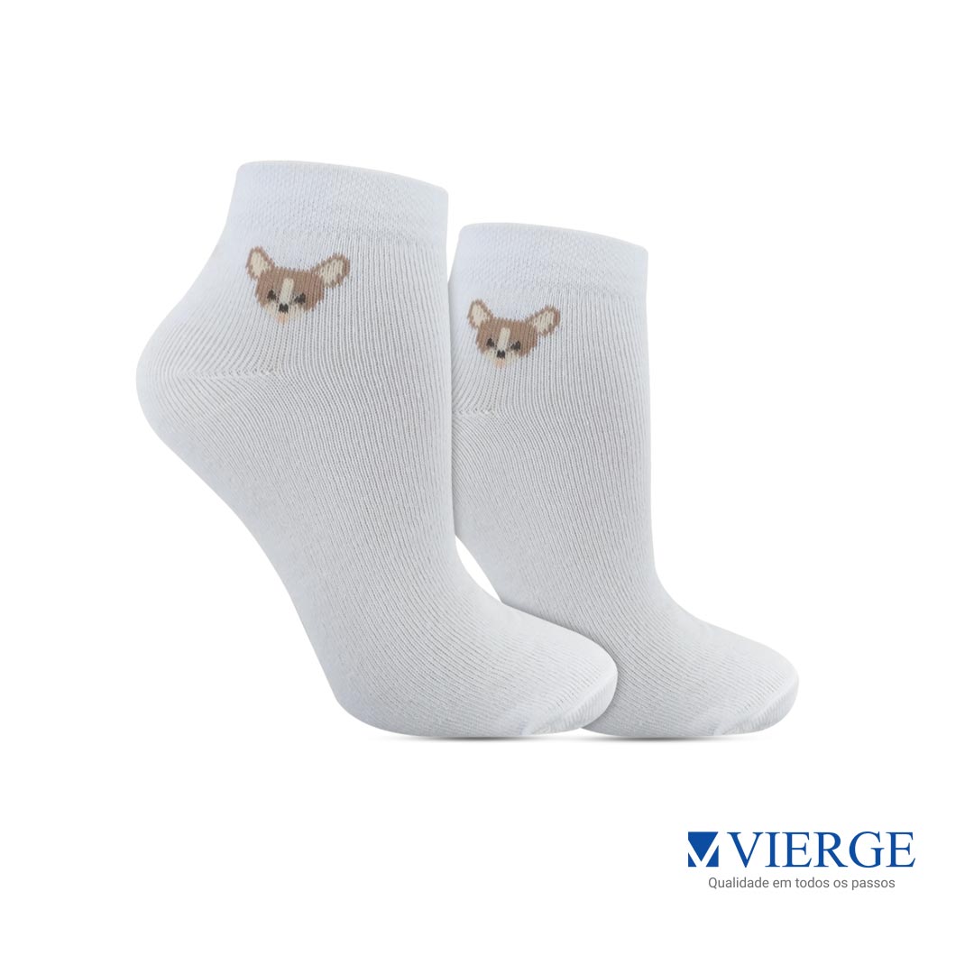 2109-04 – Kit 3 pares meia algodão soquete feminina Vierge – Dog - Image 2
