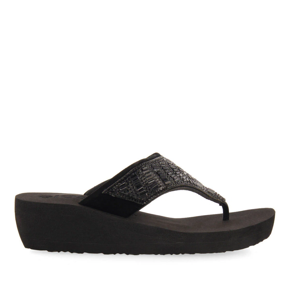 Suresnes women's black wedges with decorative stones - Image 2
