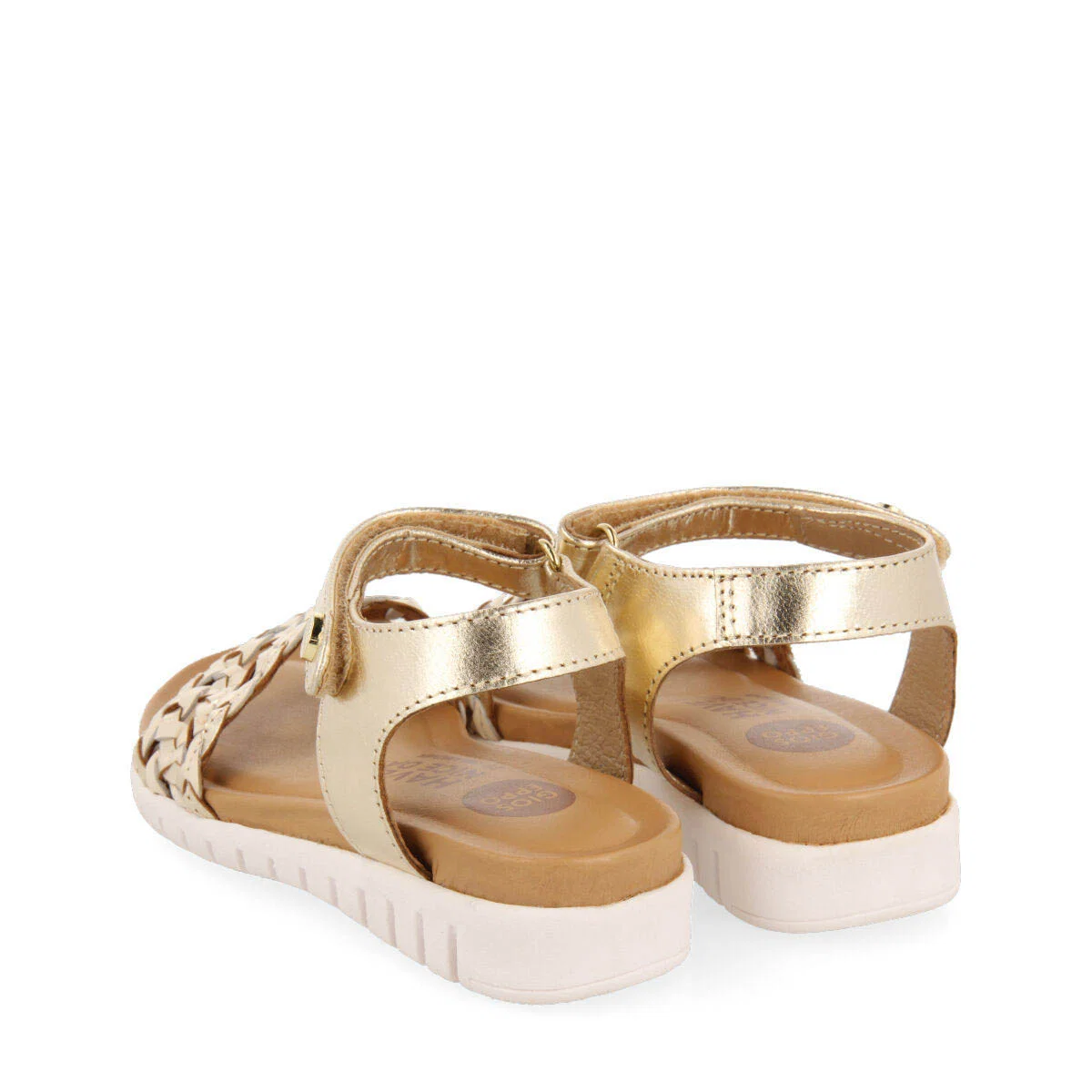Claudon girls gold leather sandals withlaited vamps - Image 5