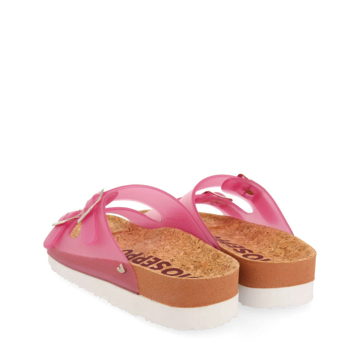 Acalaca women's see-through fuchsia footbed sandals with buckles - Image 6