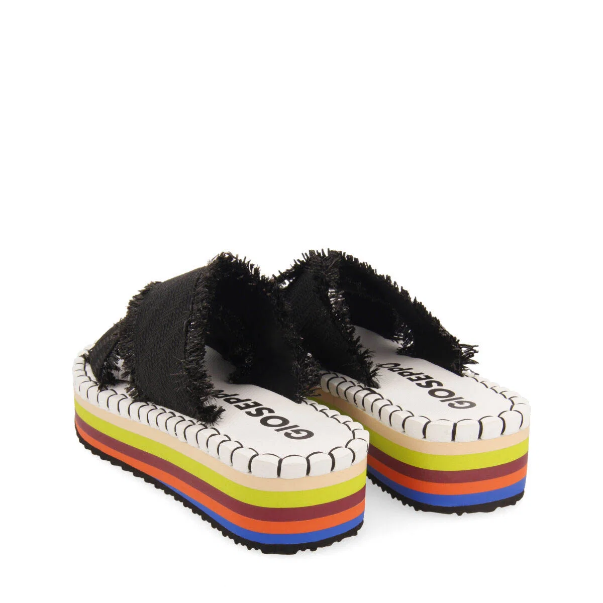 Terena women's black beach sandals with multicoloured soles - Image 4