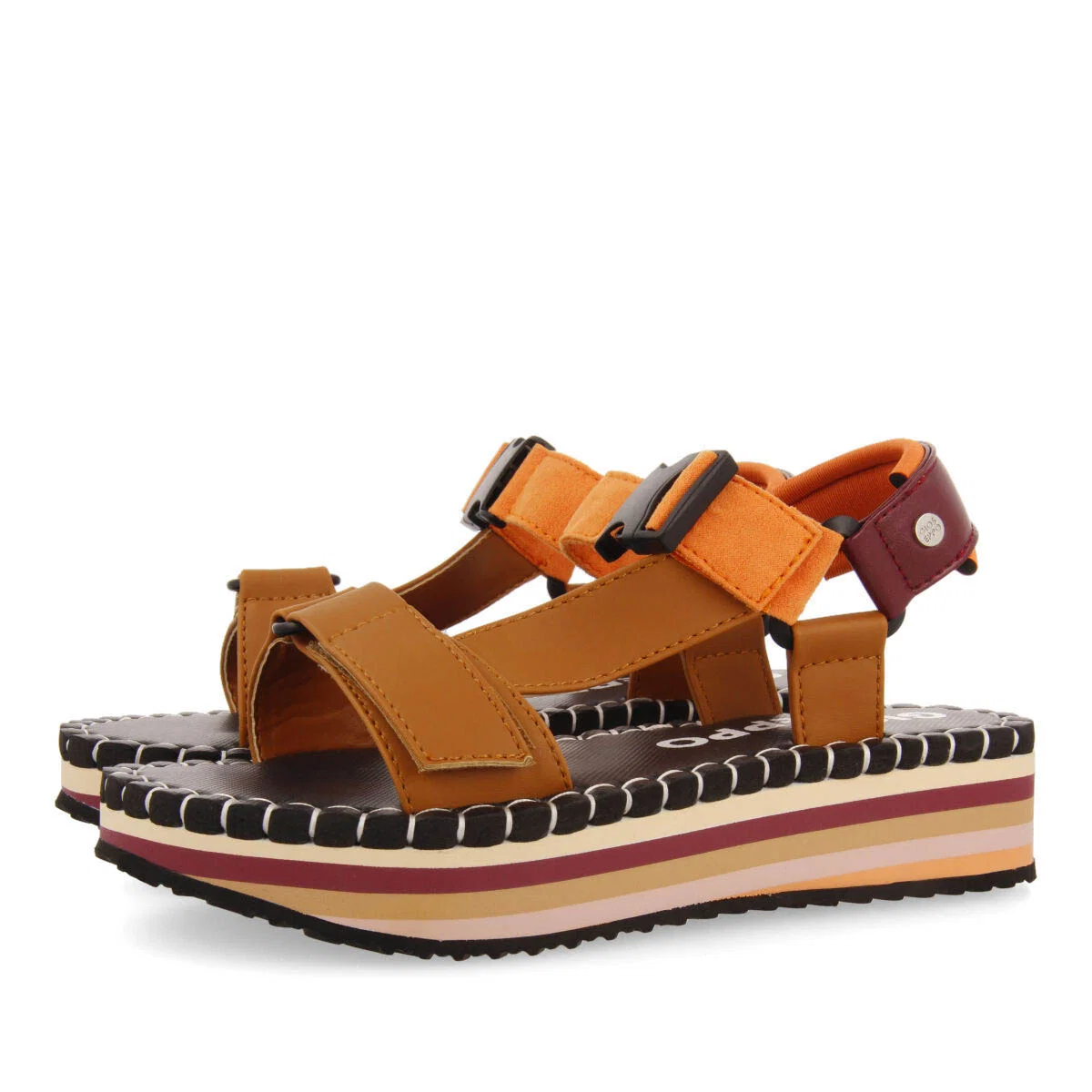 Sopretan women's beige sandals with multicoloured soles and crossover straps - Image 3
