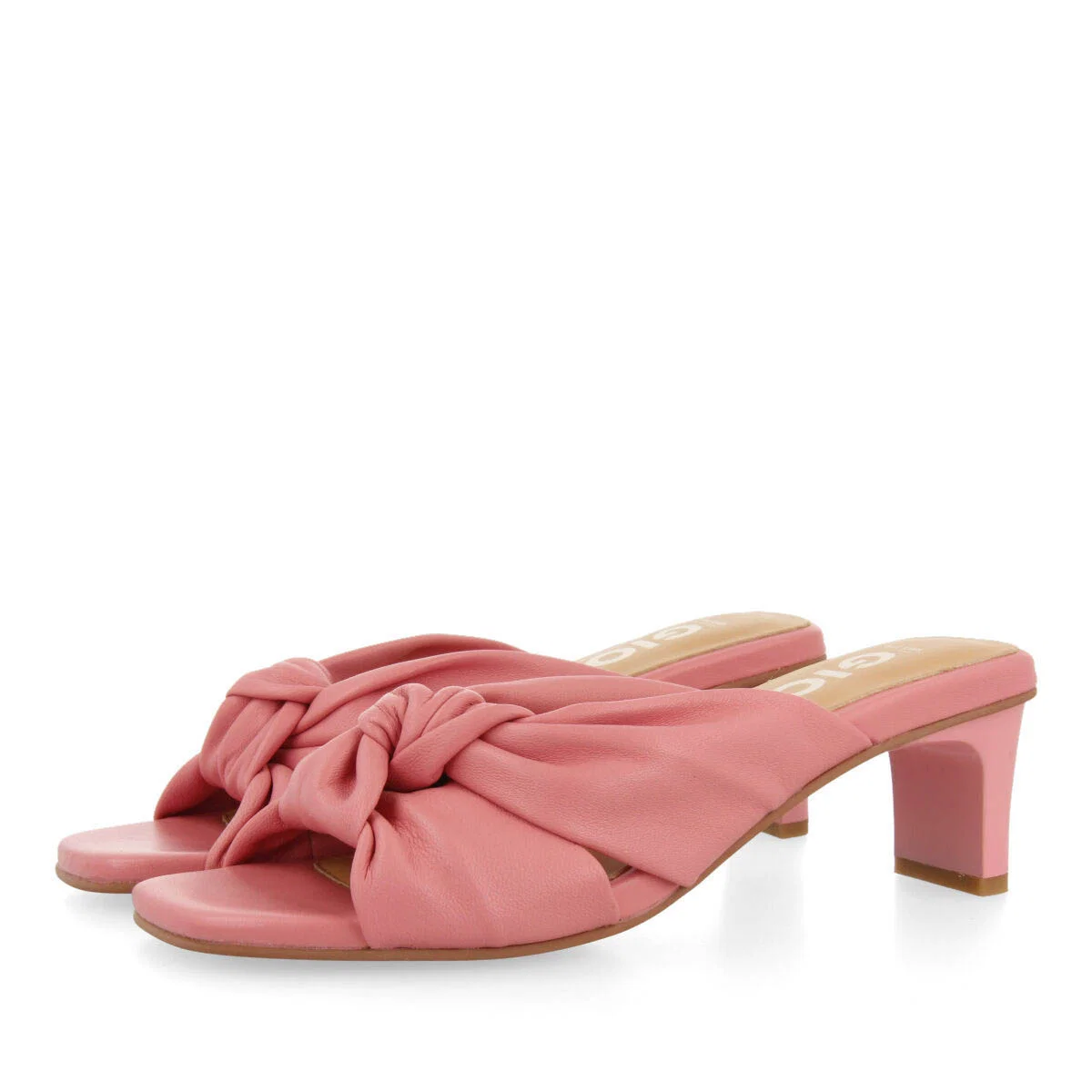 Bahge women's pink leather sandals with knots - Image 4