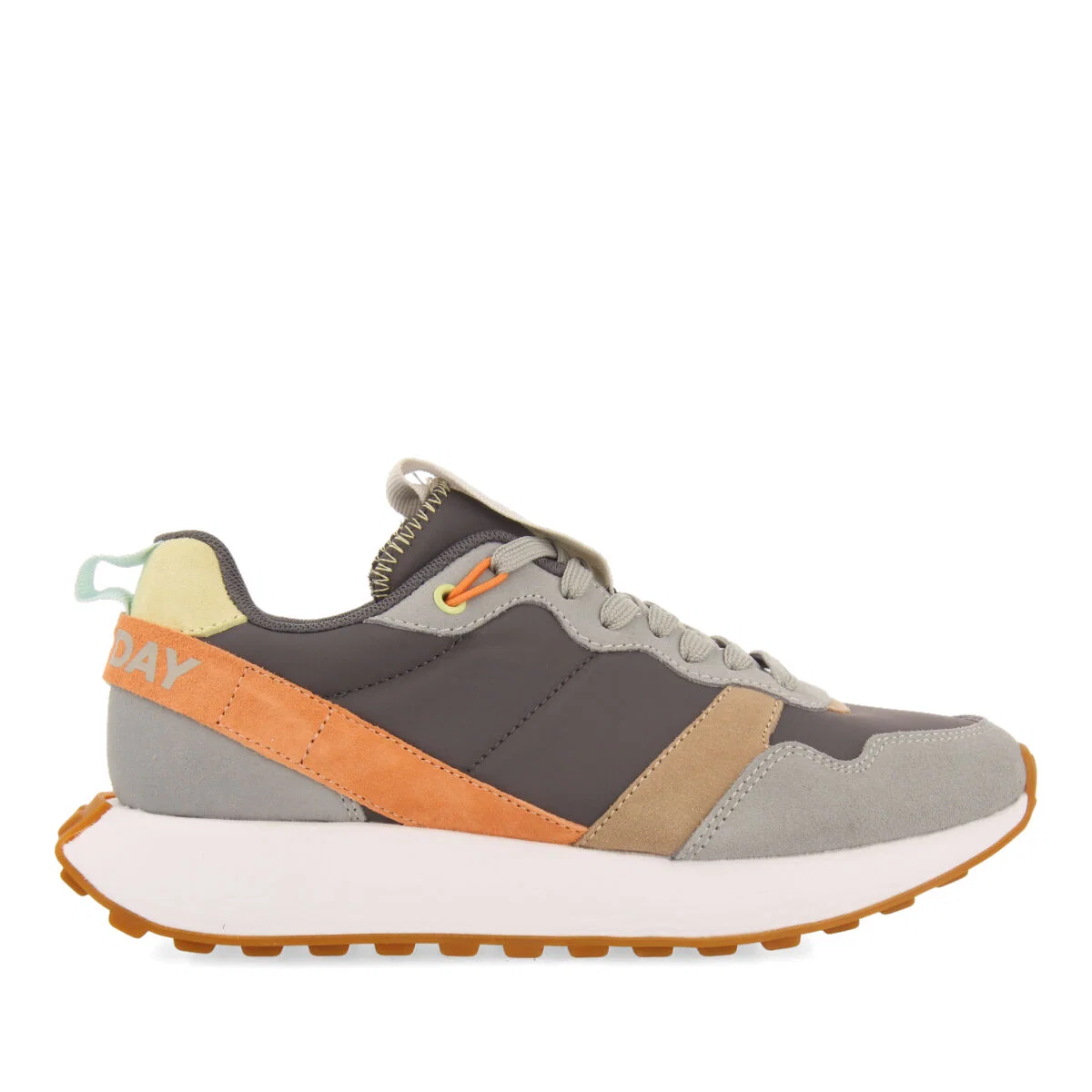 Treban women's grey retro-style sneakers with multicoloured details - Image 2