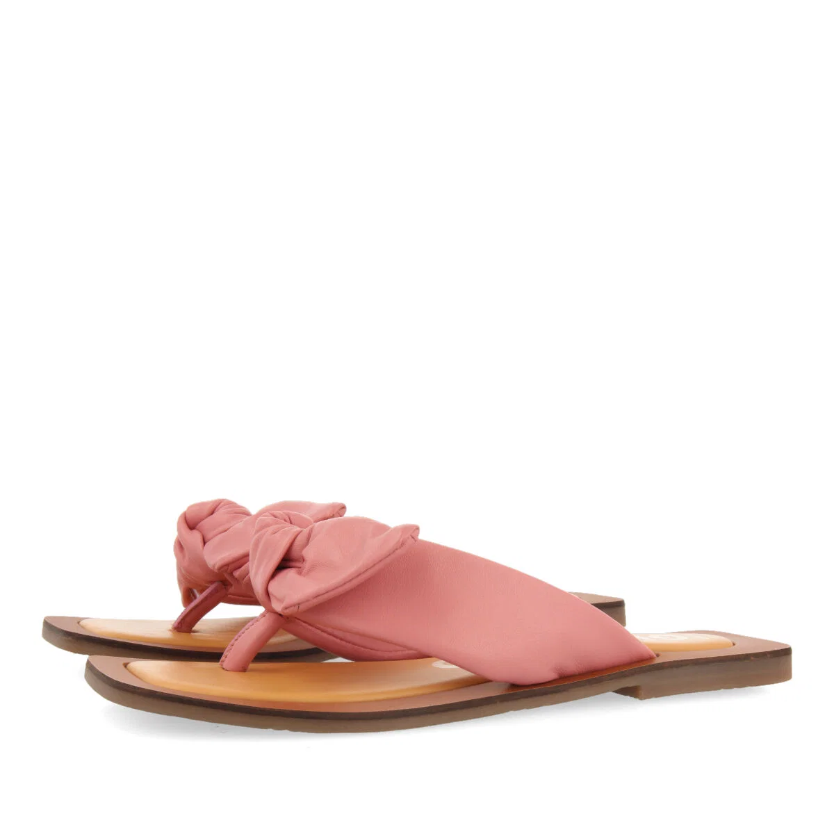 Acucena women's pink leather sandals with decorative knots - Image 4