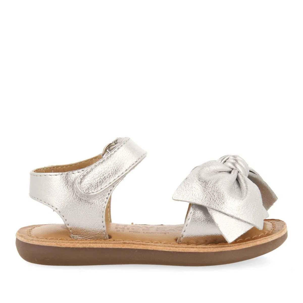 SILVER LEATHER SANDALS WITH BOW FOR BABY ITALA - Image 2