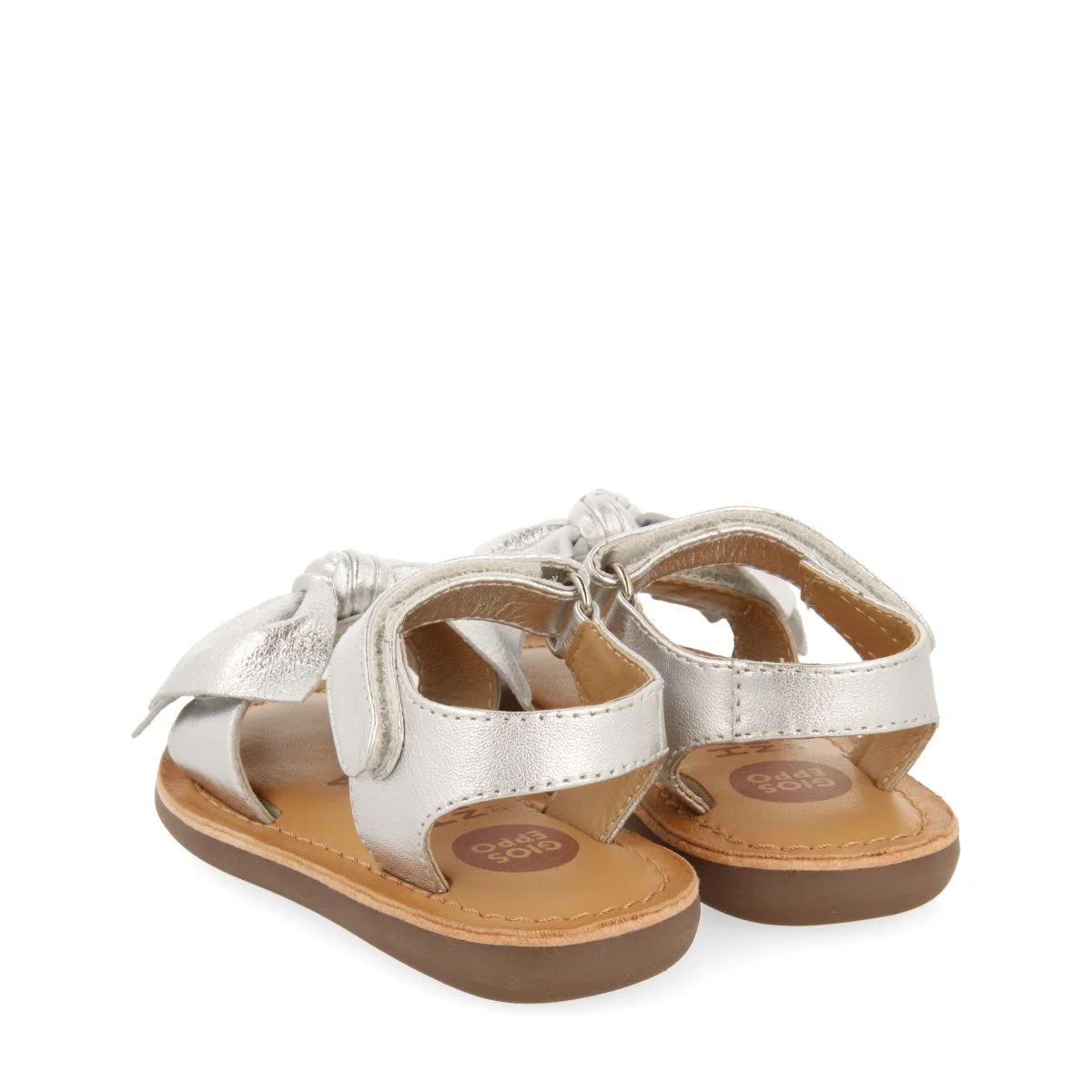 SILVER LEATHER SANDALS WITH BOW FOR BABY ITALA - Image 4