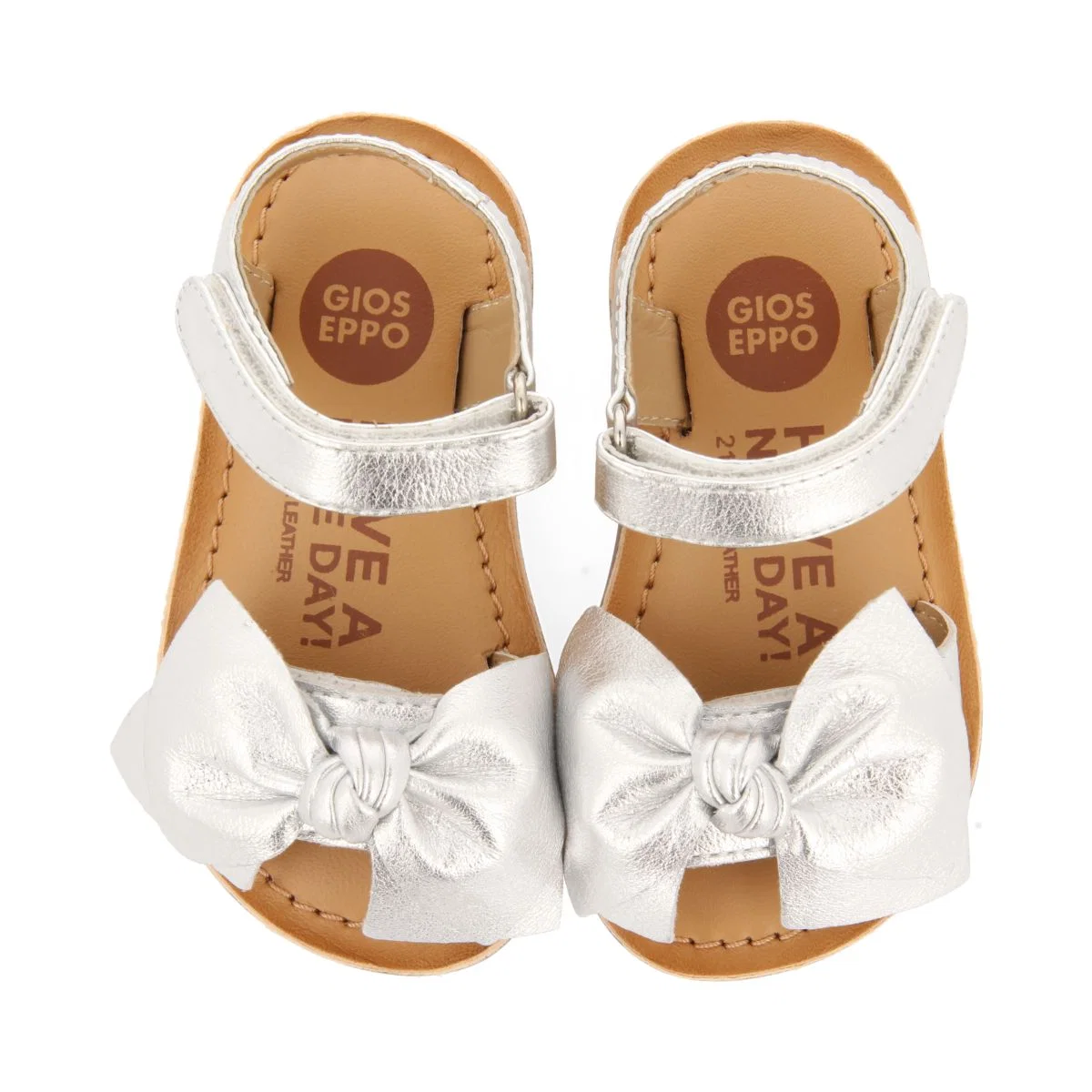 SILVER LEATHER SANDALS WITH BOW FOR BABY ITALA - Image 5