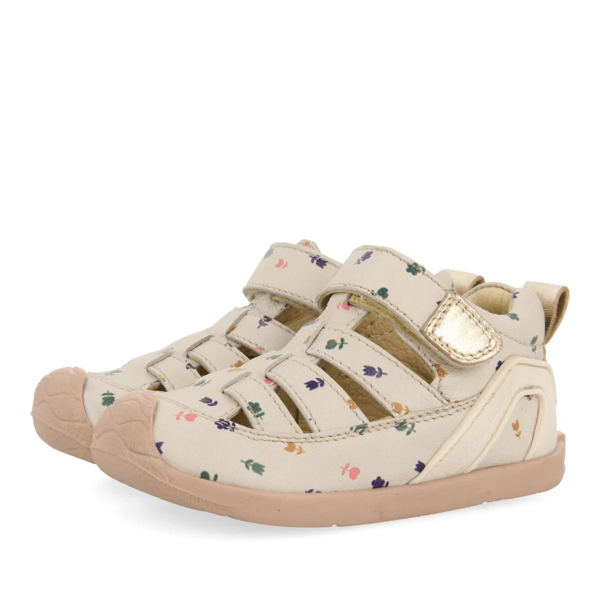 OFF-WHITE LEATHER BABY SANDALS IN CRAB STYLE WITH FLORAL PRINT JACUMBA - Image 3