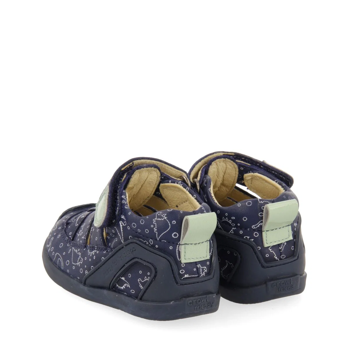 BLUE NAVY LEATHER CRAB STYLE FANTASY PRINT SANDALS FOR BABY DEVOLL - Image 4