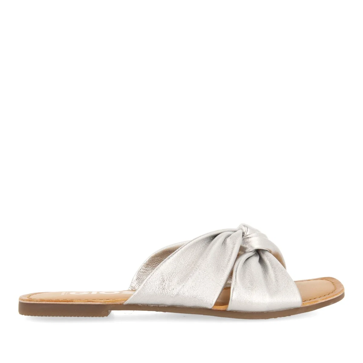 SILVER LEATHER SLIDE SANDALS FOR WOMEN AGIRA - Image 2