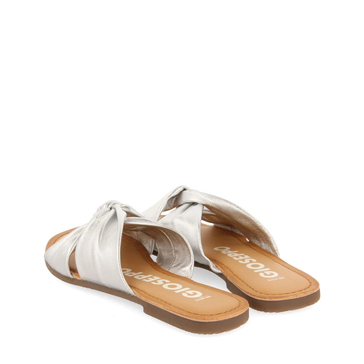 SILVER LEATHER SLIDE SANDALS FOR WOMEN AGIRA - Image 4