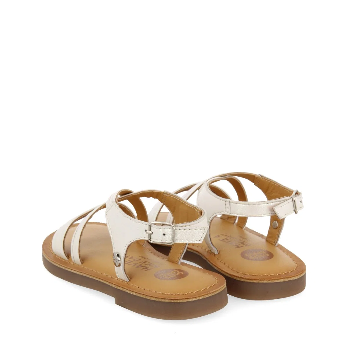 WHITE SANDALS WITH TUBULAR STRAPS IN LEATHER FOR GIRL AND BOY KERRIER - Image 4
