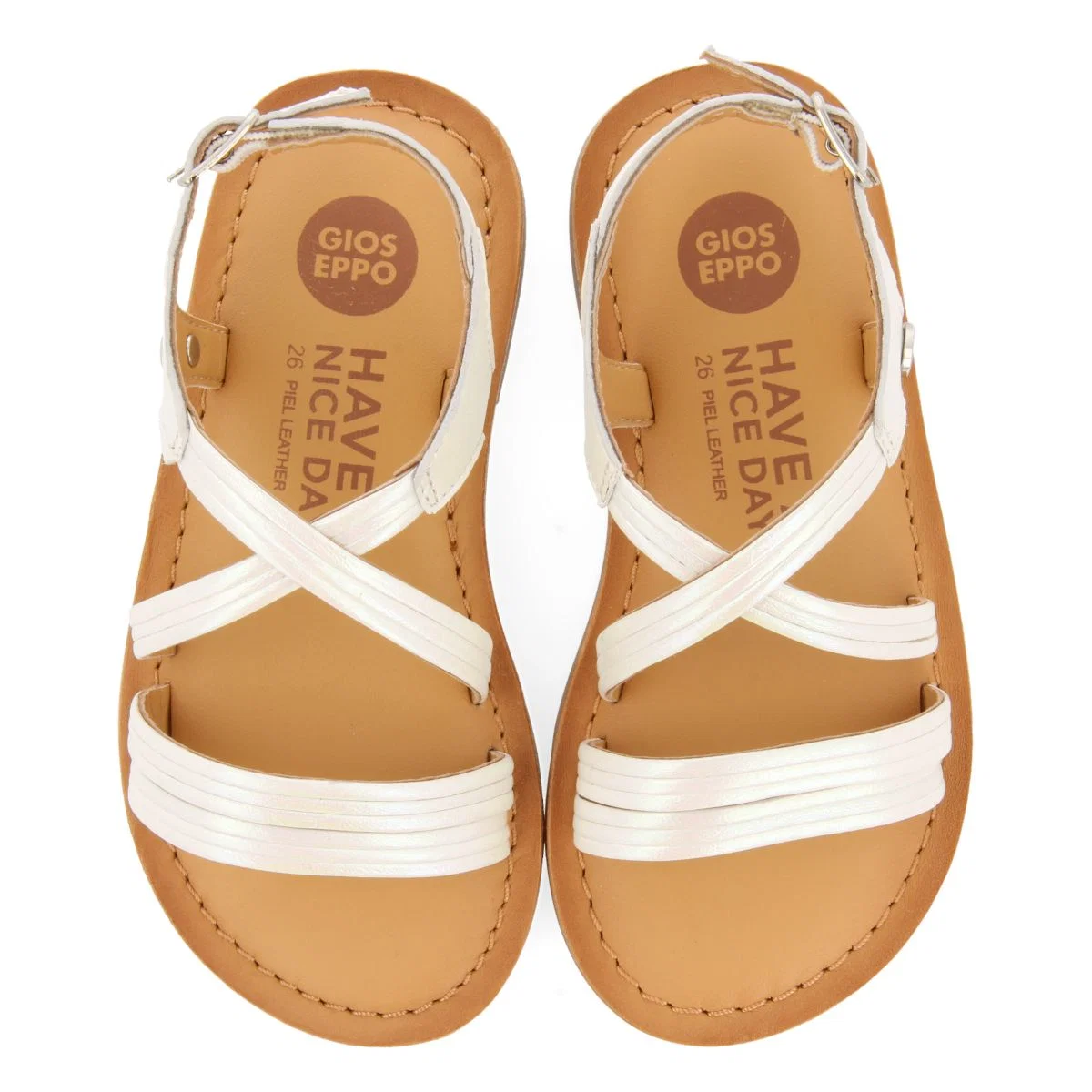 WHITE SANDALS WITH TUBULAR STRAPS IN LEATHER FOR GIRL AND BOY KERRIER - Image 5
