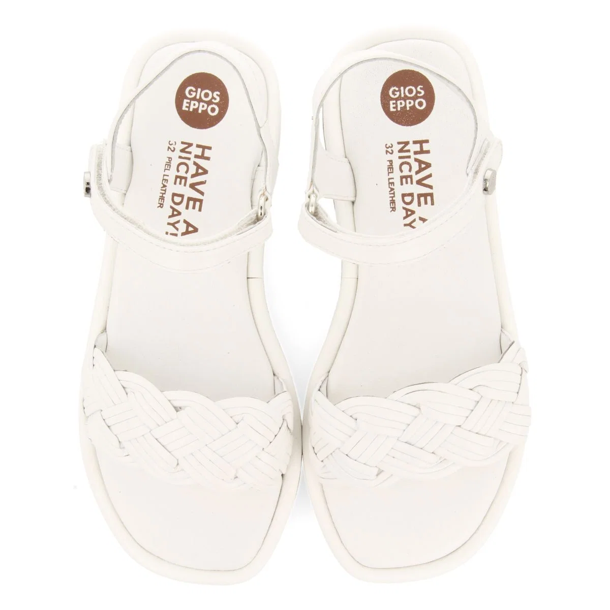 WHITE LEATHER SANDALS WITH BRAIDING AND VOLUMINOUS SOLE FOR GIRL AND BOY SHANICO - Image 5