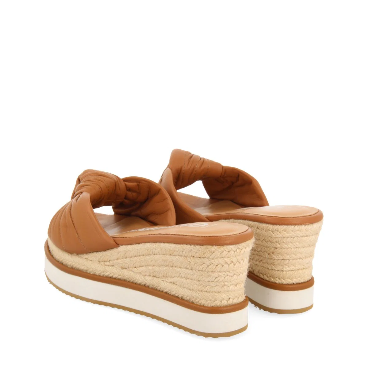 SLIP-ON SANDALS IN LEATHER COLOR WITH KNOT DETAIL AND WEDGE FOR WOMEN CAKRAN - Image 4
