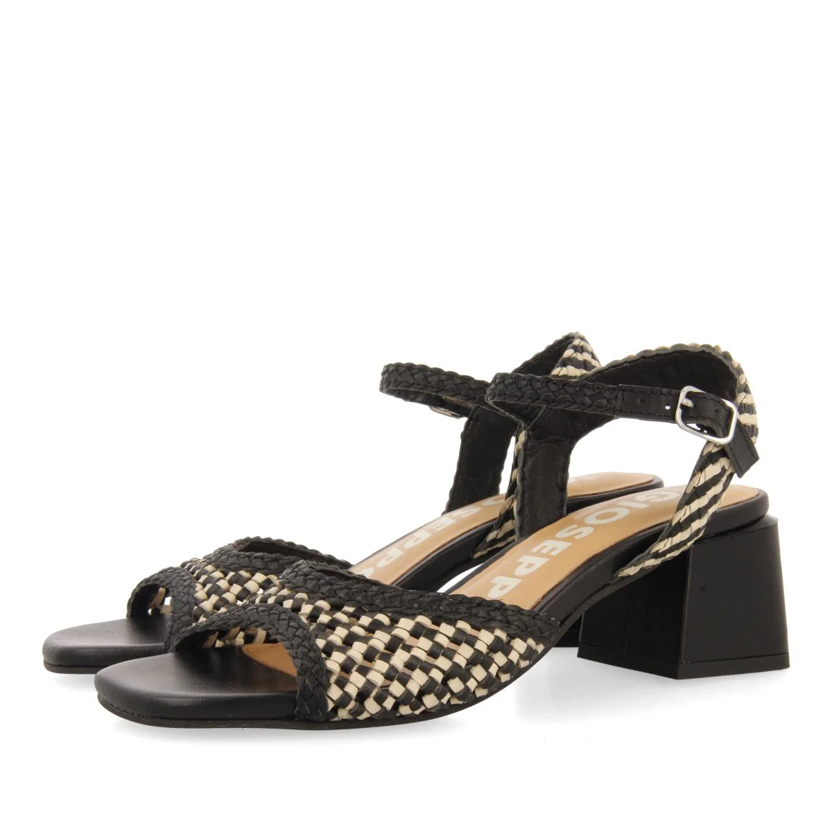 HEEL SANDALS WITH TWO-TONE BRAIDED VAMP FOR WOMEN LADOCK - Image 3