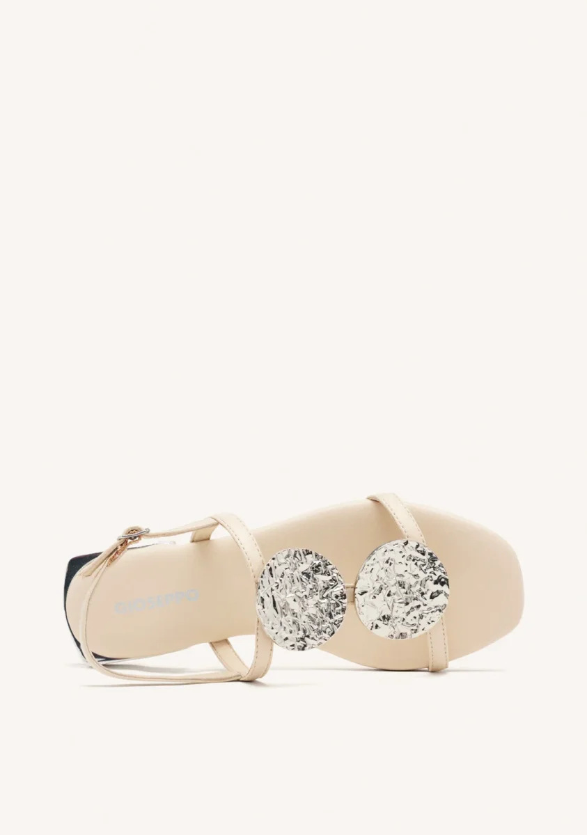 OFF WHITE LEATHER SANDALS WITH METALLIC TRIM FOR WOMEN TROFA - Image 2