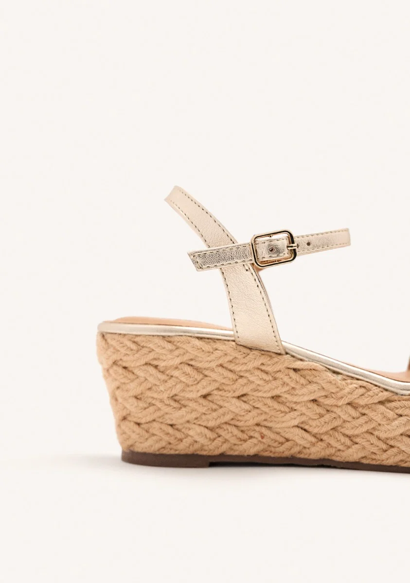 SANDALS WITH LEATHER EMBROIDERY AND RAFFIA WEDGE CANDIA - Image 4