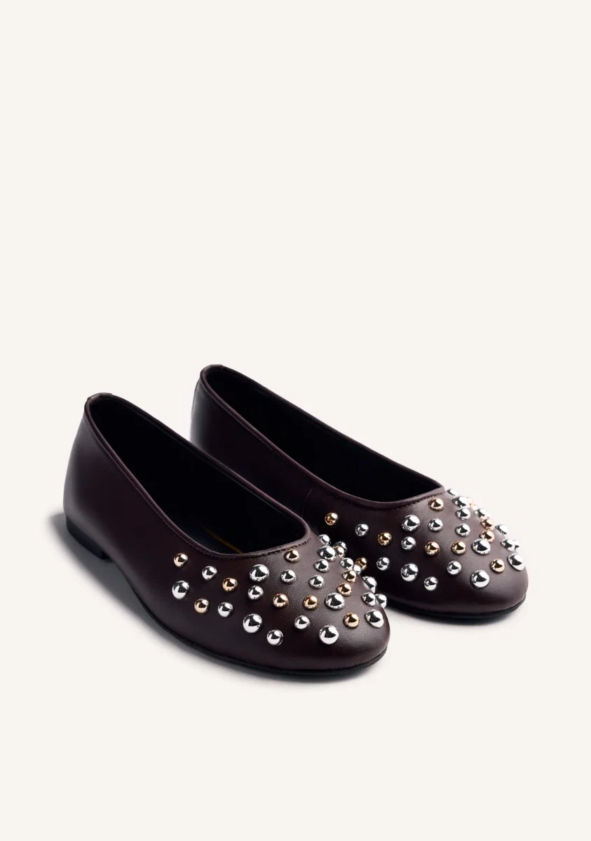 STUDDED LEATHER BALLET FLATS GONVICK - Image 3