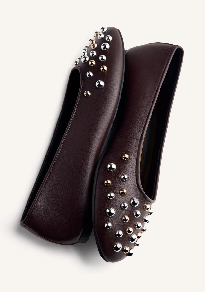 STUDDED LEATHER BALLET FLATS GONVICK - Image 6