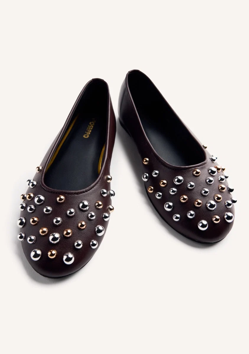 STUDDED LEATHER BALLET FLATS GONVICK - Image 4