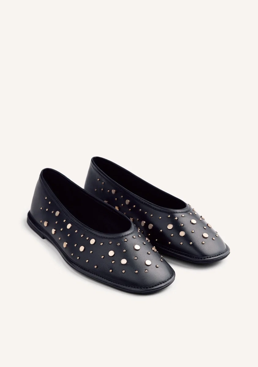 STUDDED LEATHER BALLET FLATS ACOMA - Image 3
