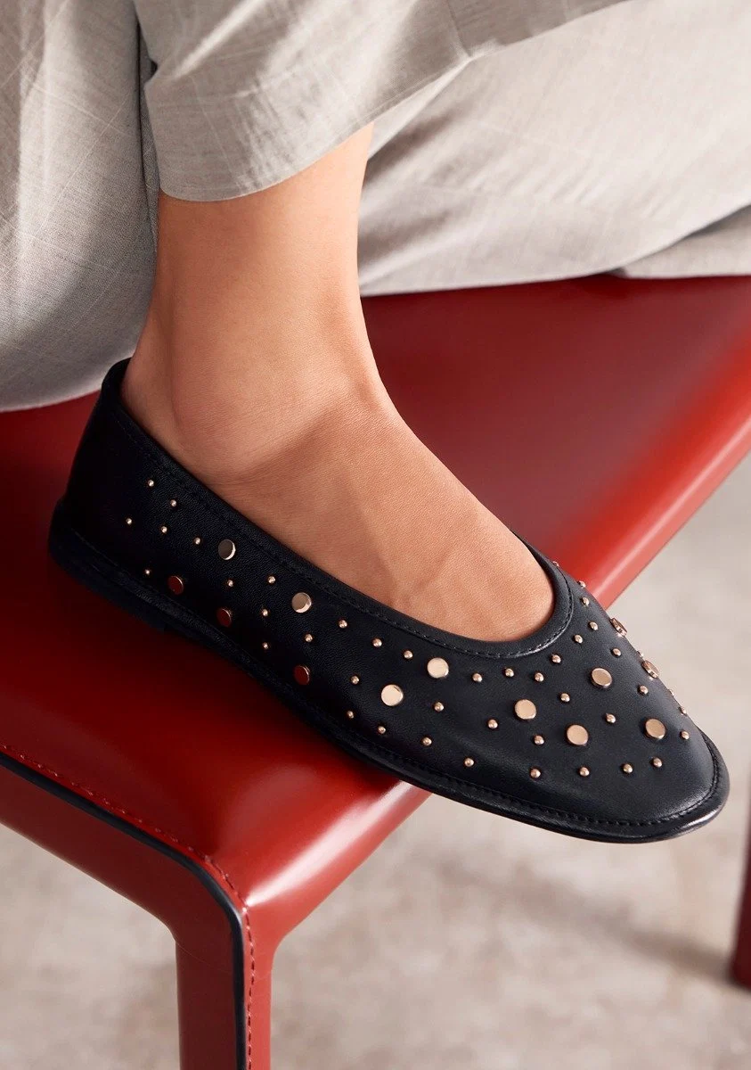 STUDDED LEATHER BALLET FLATS ACOMA - Image 7