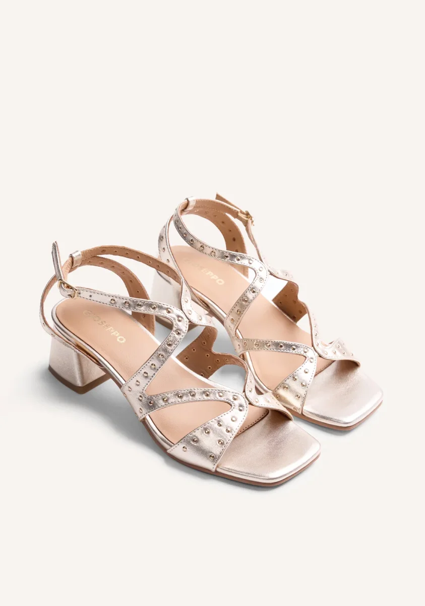 STUDDED LEATHER HEELED SANDALS WATATE - Image 3