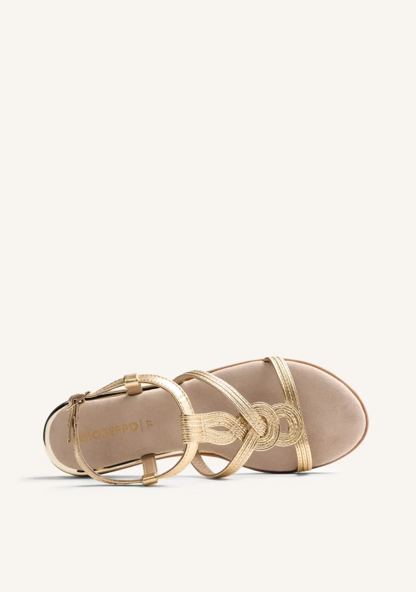 SHINY BRAIDED LEATHER WEDGE SANDALS REDDITCH - Image 2
