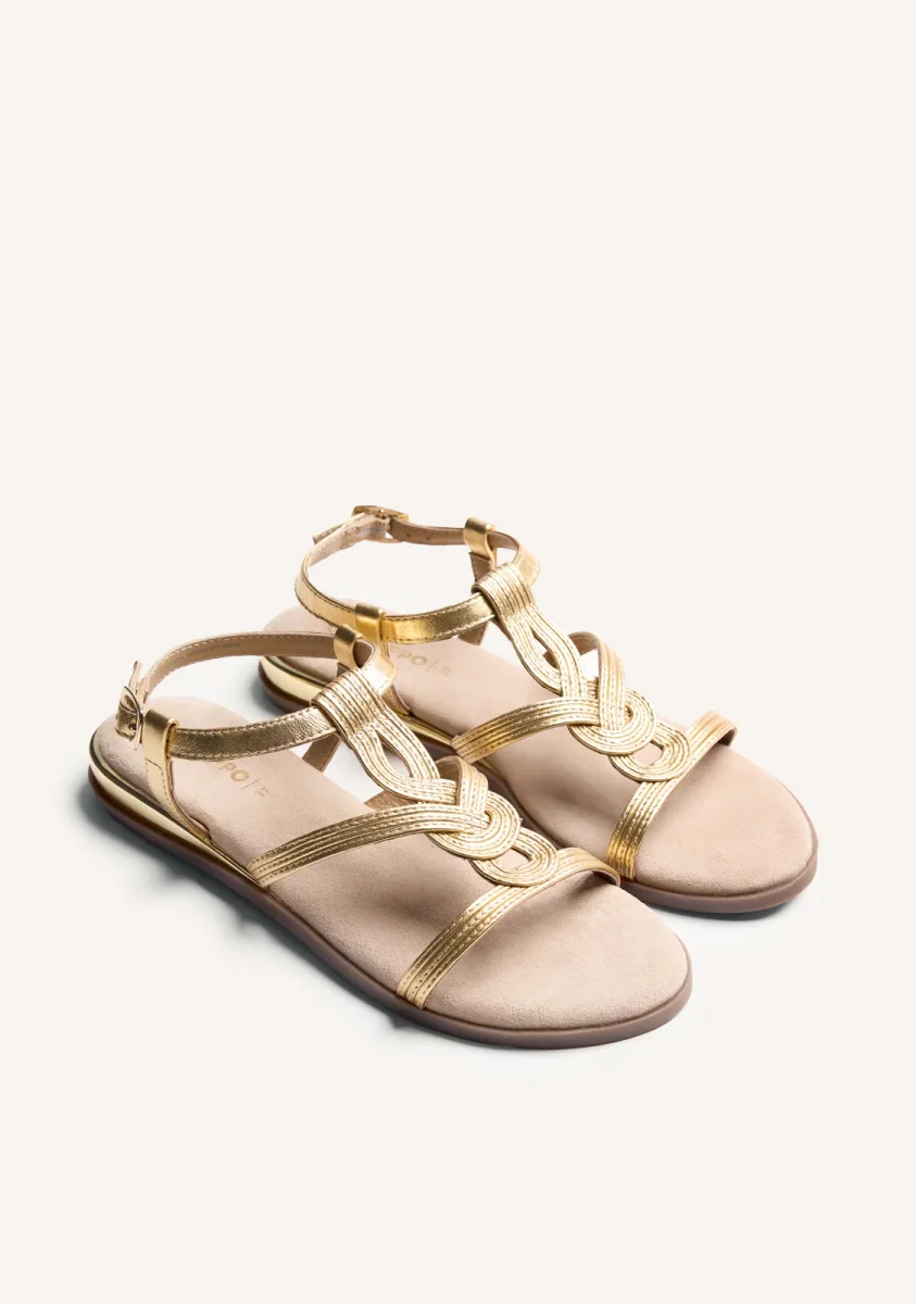 SHINY BRAIDED LEATHER WEDGE SANDALS REDDITCH - Image 3