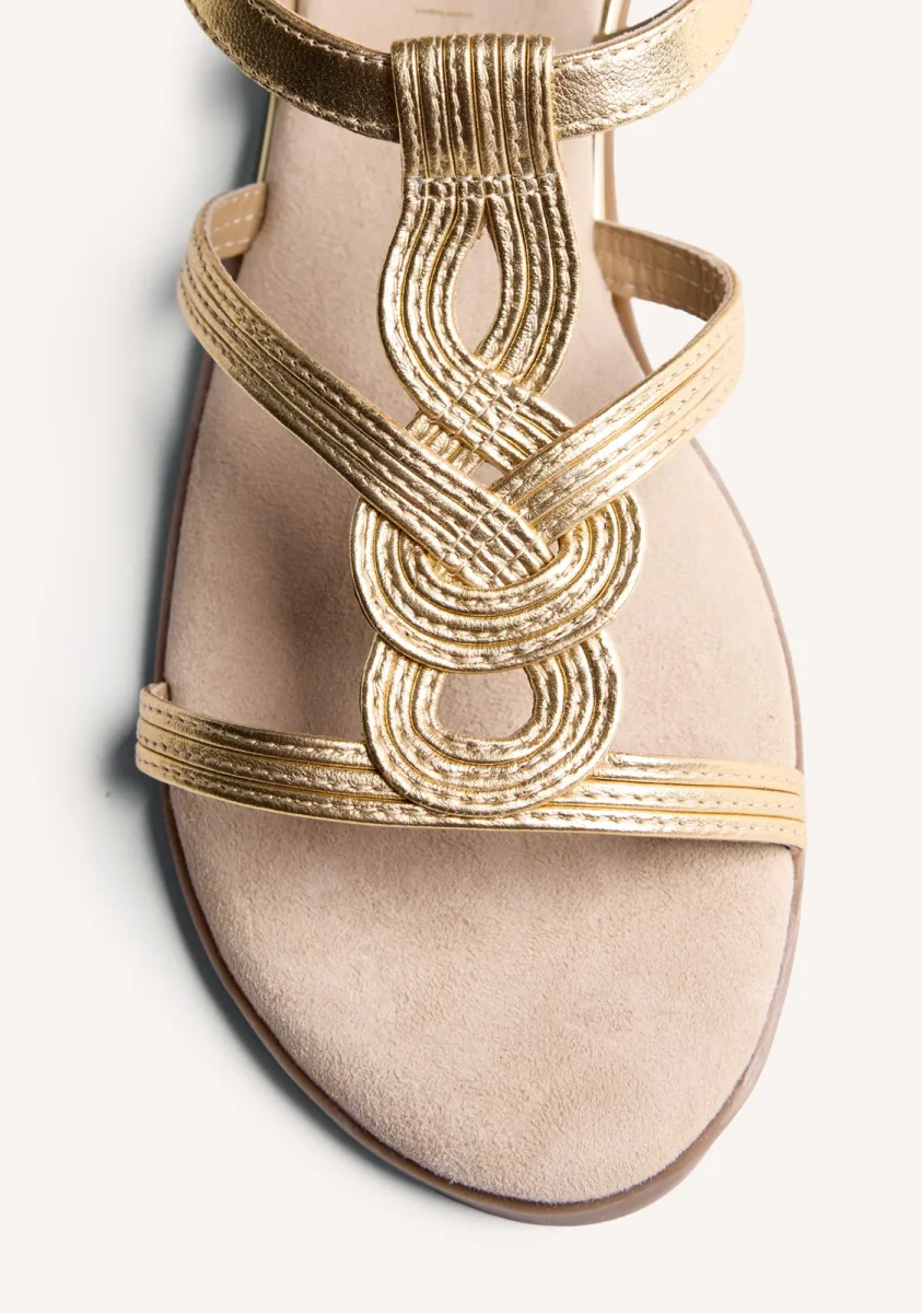 SHINY BRAIDED LEATHER WEDGE SANDALS REDDITCH - Image 4