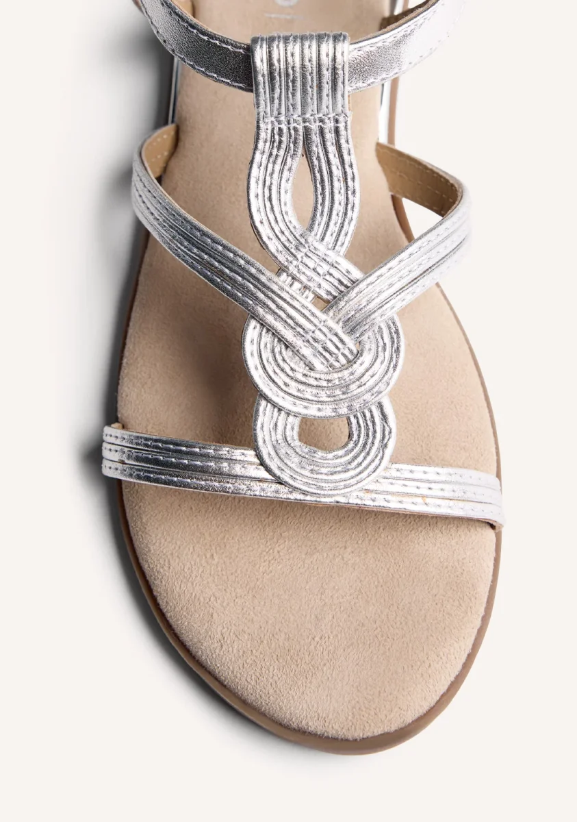 SHINY BRAIDED LEATHER WEDGE SANDALS REDDITCH - Image 4