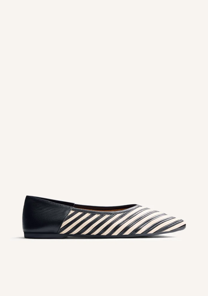 STRIPED LEATHER BALLET FLATS TARINE - Image 2