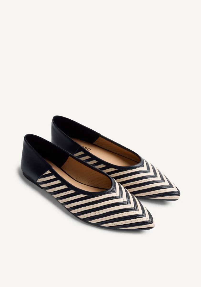 STRIPED LEATHER BALLET FLATS TARINE - Image 3