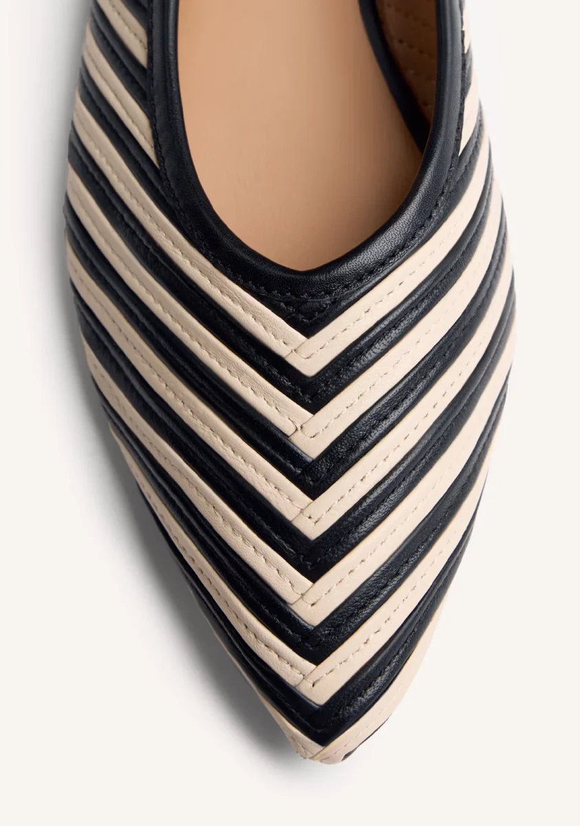 STRIPED LEATHER BALLET FLATS TARINE - Image 4