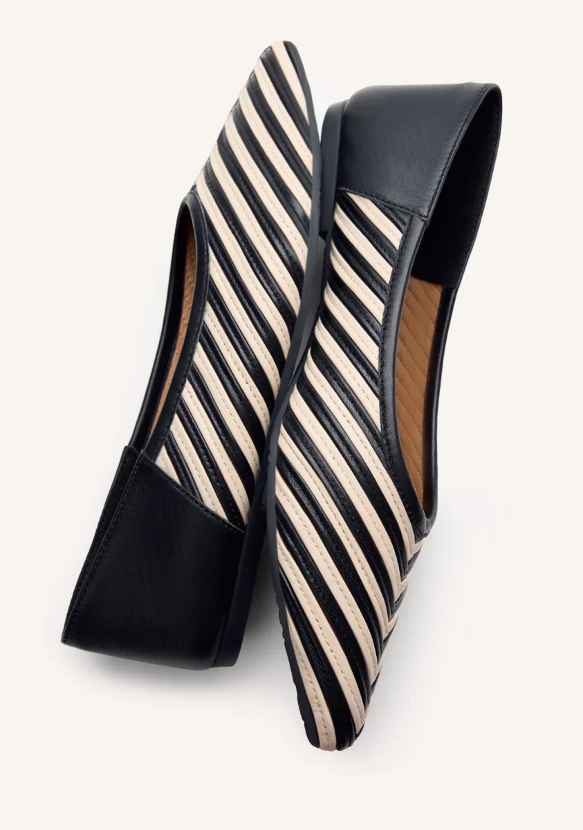 STRIPED LEATHER BALLET FLATS TARINE - Image 7