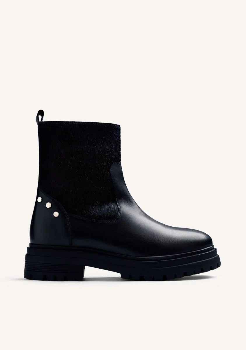 BLACK LEATHER STUDDED ANKLE BOOTS - Image 2