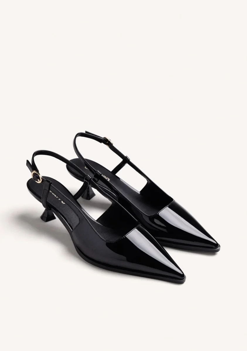 BLACK BACKLESS HEEL SHOES - Image 3