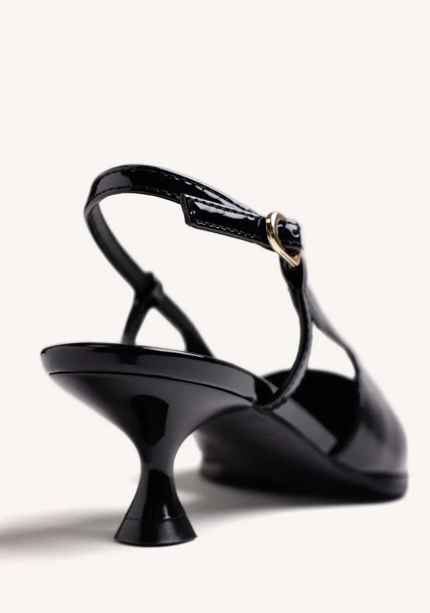 BLACK BACKLESS HEEL SHOES - Image 5