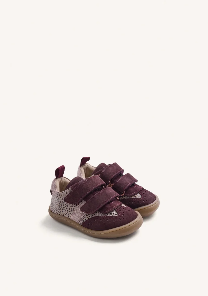 BAREFOOT LEATHER SNEAKERS IN BURGUNDY WITH ANIMAL PRINT - Image 3