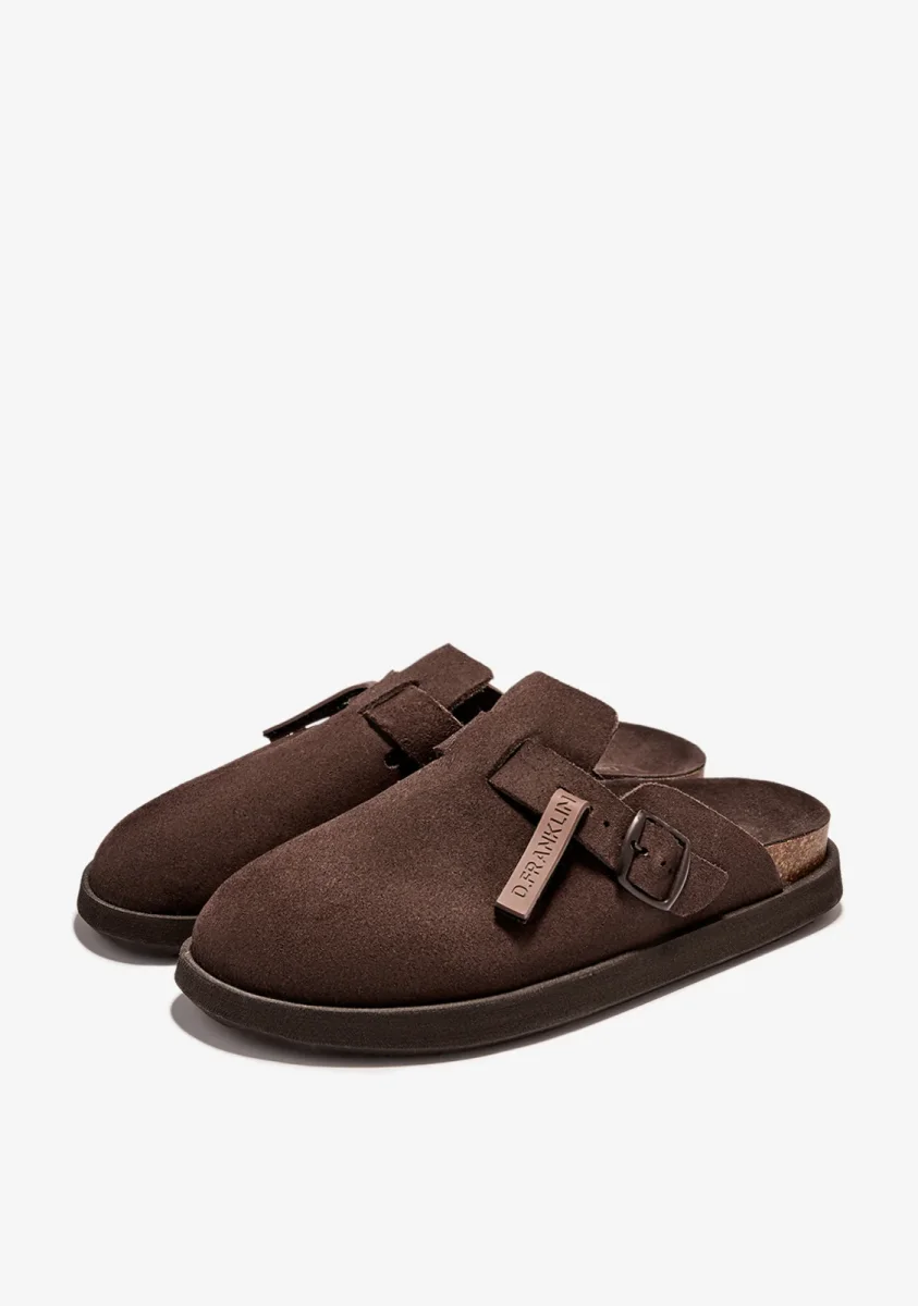 Vibe Sandals Clog Suede Chocolate - Image 3