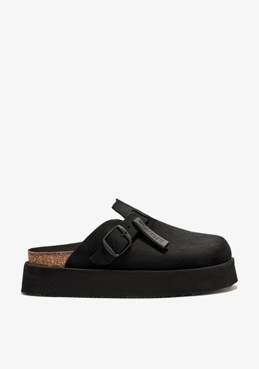 Vibe Sandals Clog Platform Suede Black - Image 2