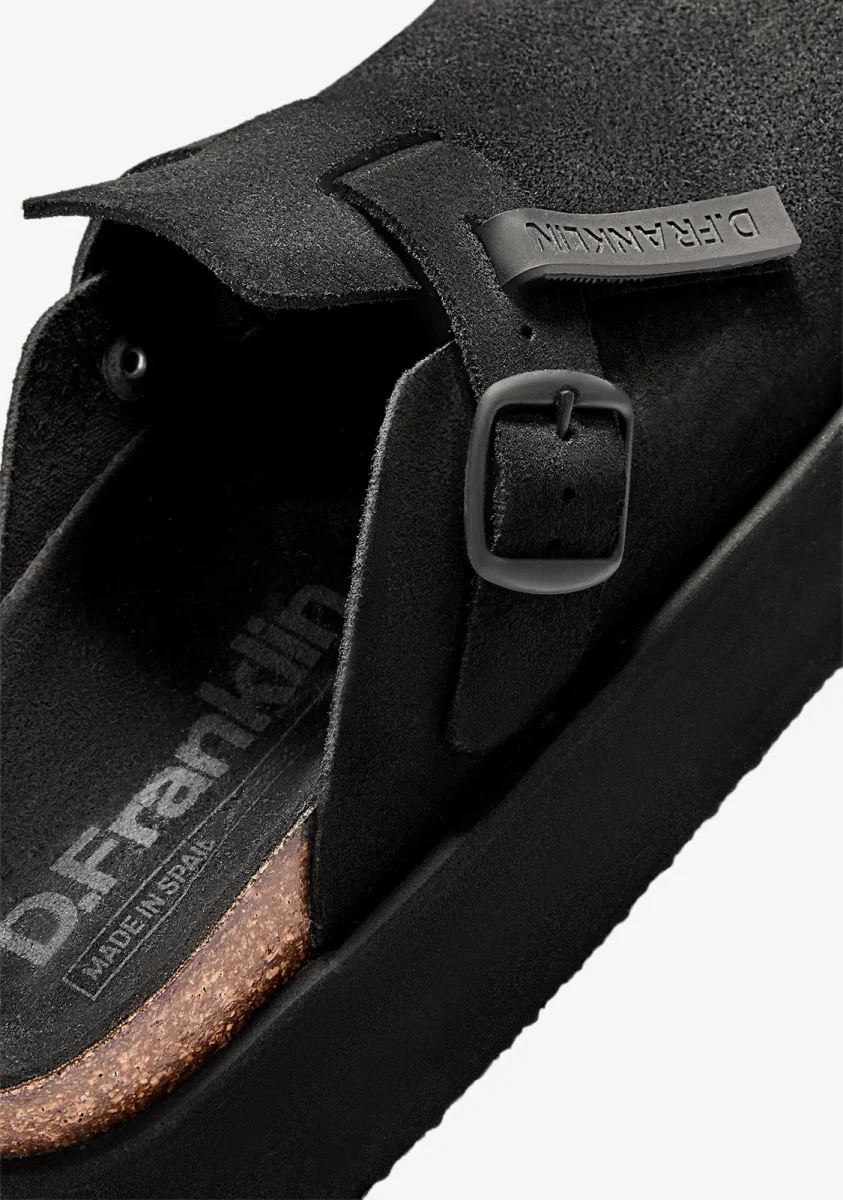 Vibe Sandals Clog Platform Suede Black - Image 4