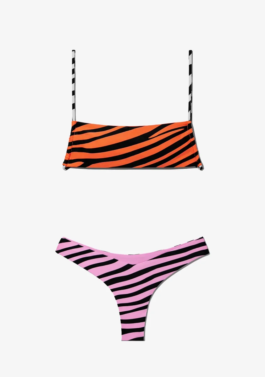 Fiji Top Zebra Orange + Fiji Bottom Zebra Pink Bikini - Image 3