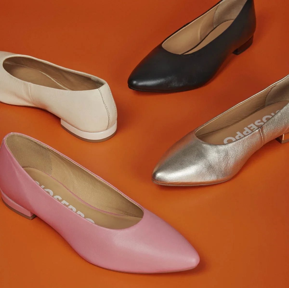 Trappes women's pink leather ballet flats with pointed toes - Image 3