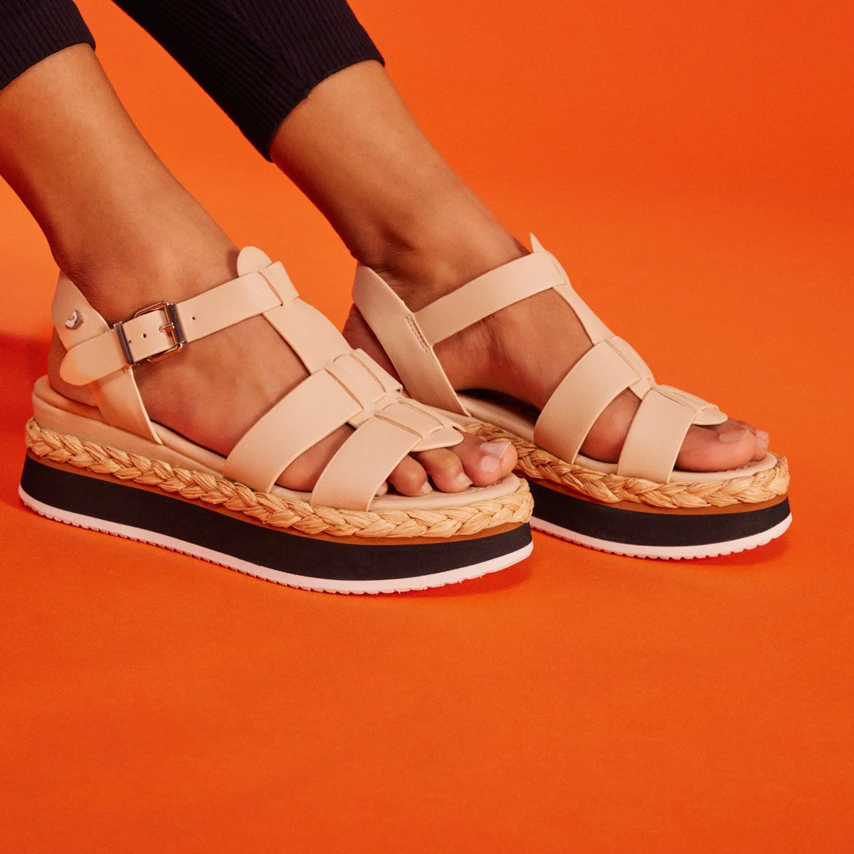 Vaumas women's off-white multi-strap sandals with platforms - Image 3